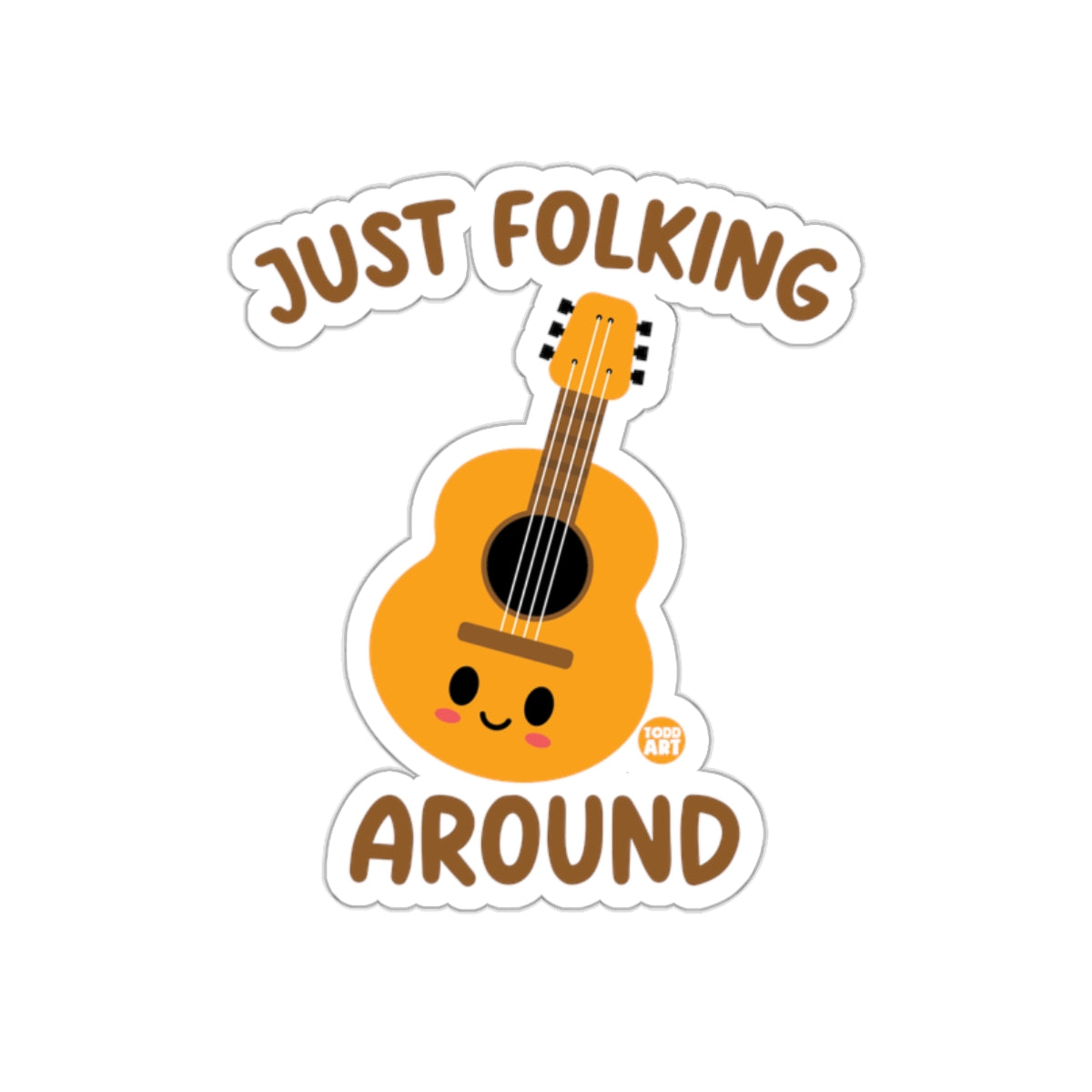 Just Folking Around Cute Guitar Illustration Sticker
