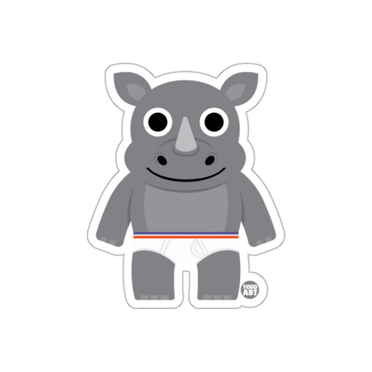 Cute Cartoon Rhino Illustration Sticker for Kids