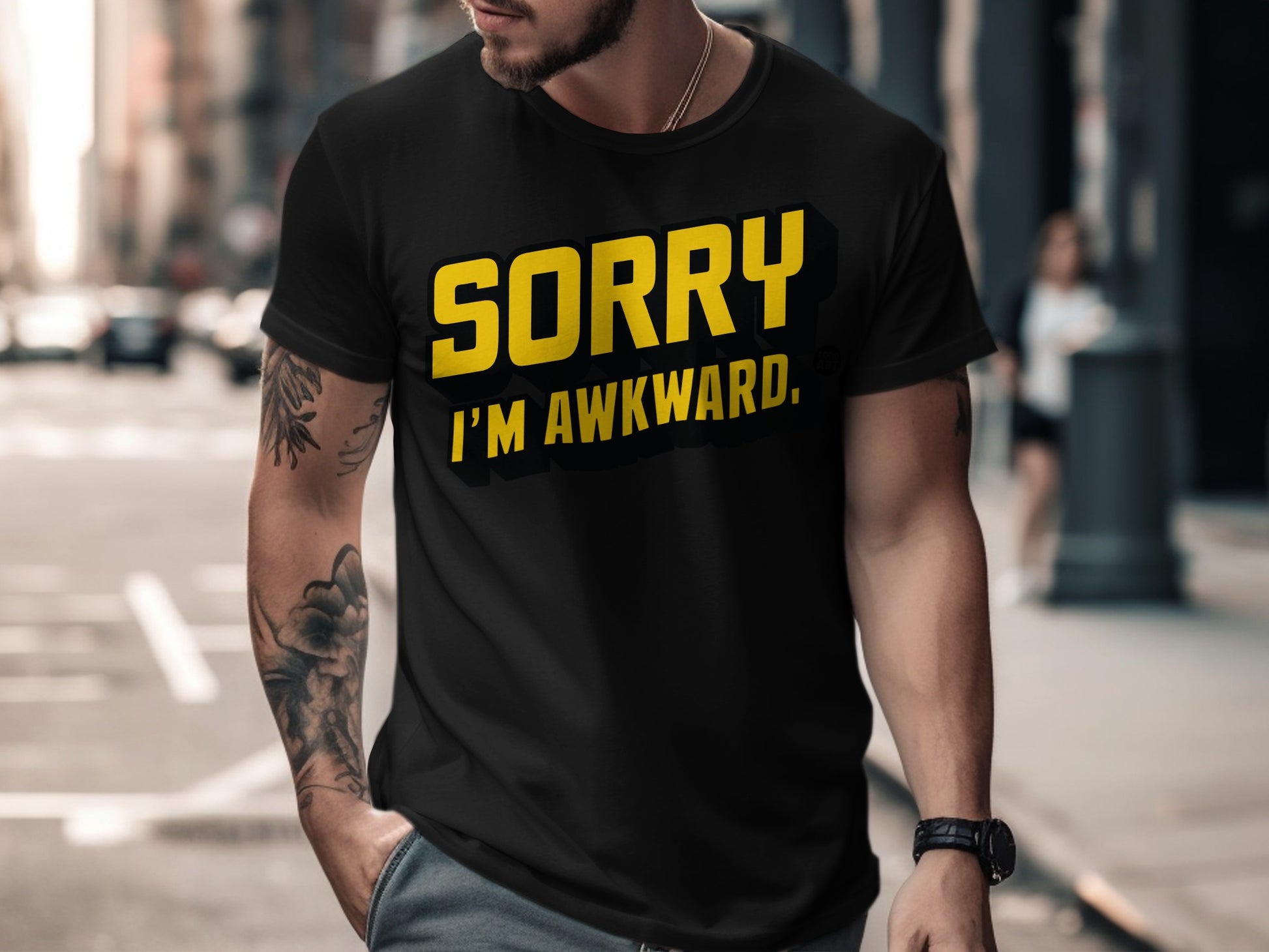 Sorry I'm Awkward Statement Tee for Casual Wear