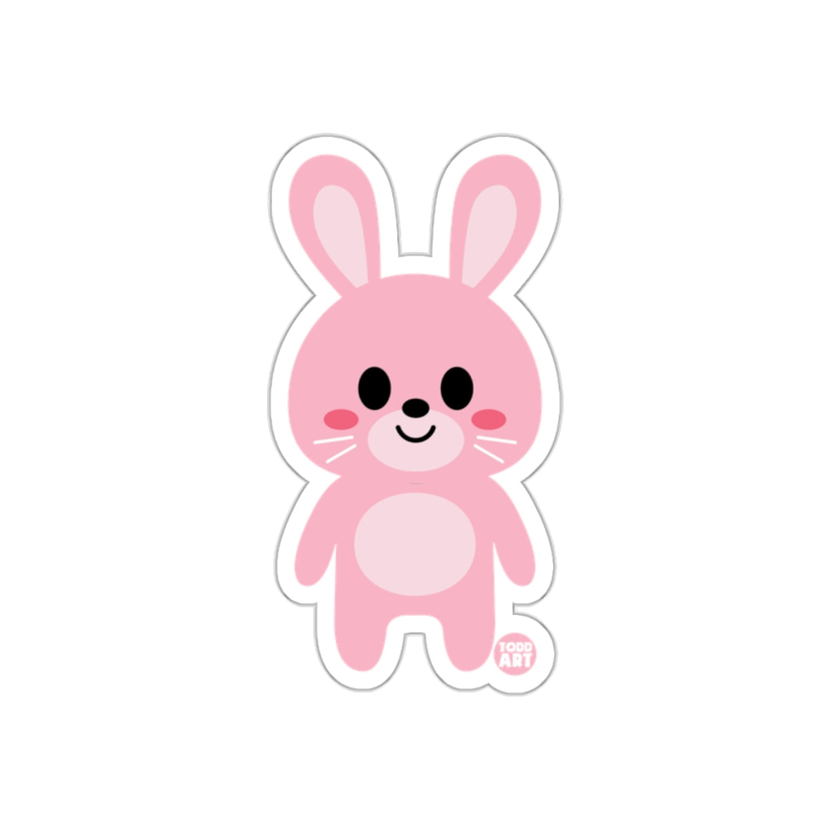 Cute Pink Bunny with Whiskers Design Sticker