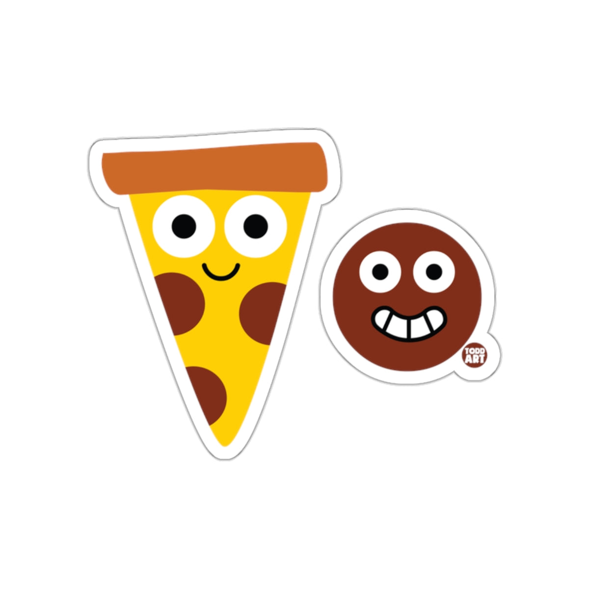 Smiling Pizza Slice with Happy Cookie Sticker Set