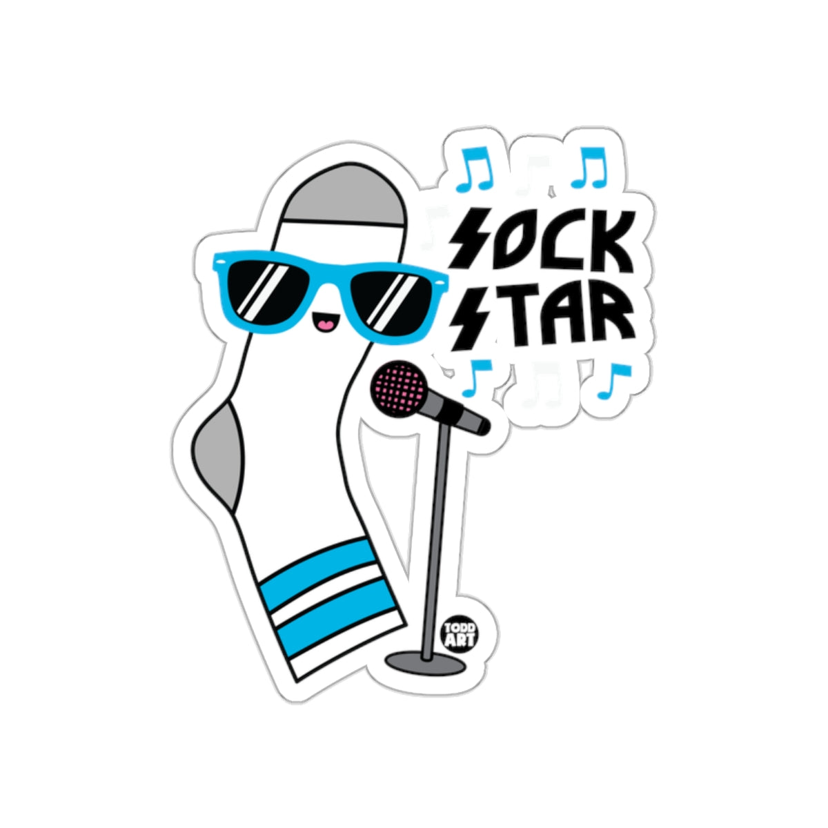 Sock Star Singing Cartoon with Sunglasses Sticker