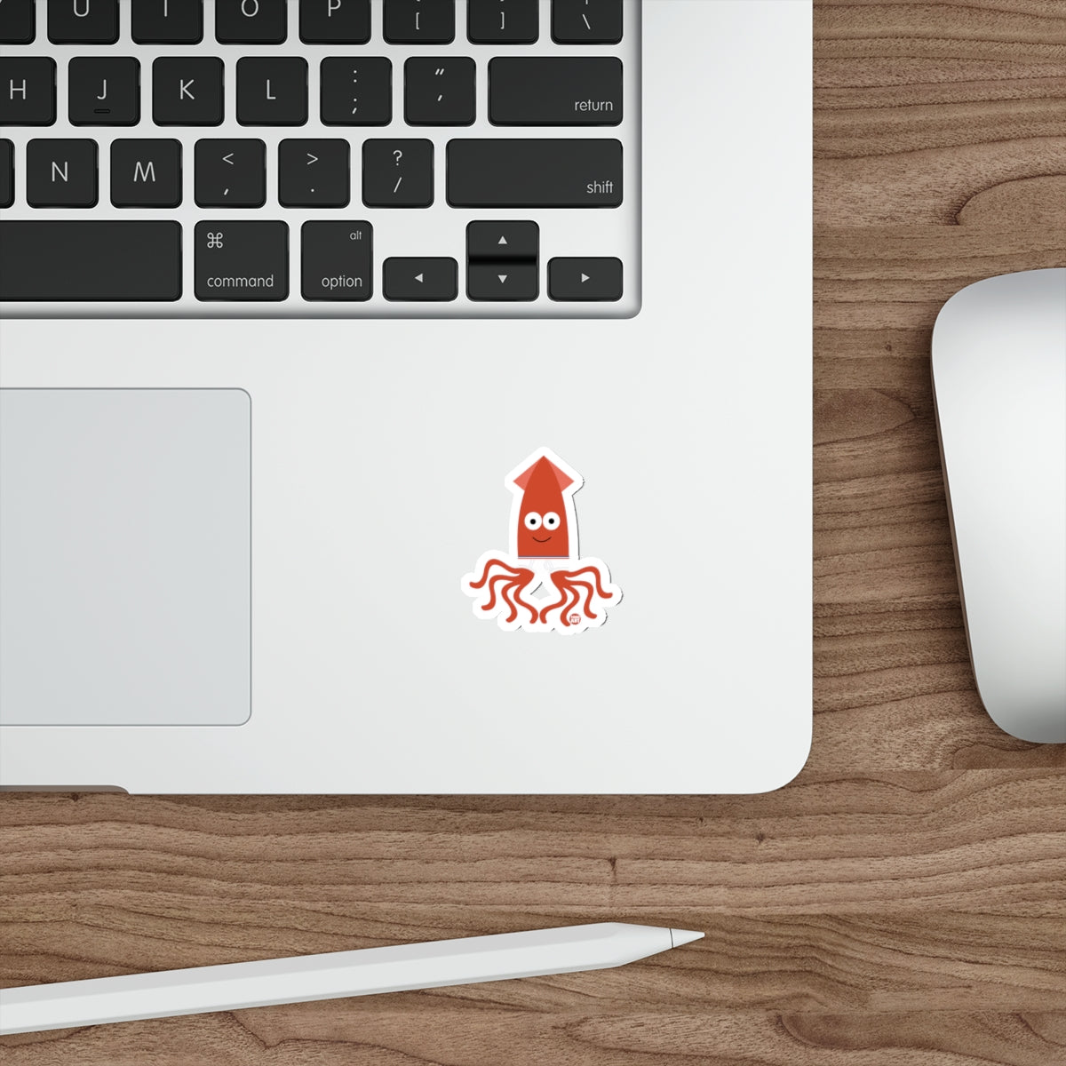 Funny Smiling Squid Character Decal for Laptops and Gadgets