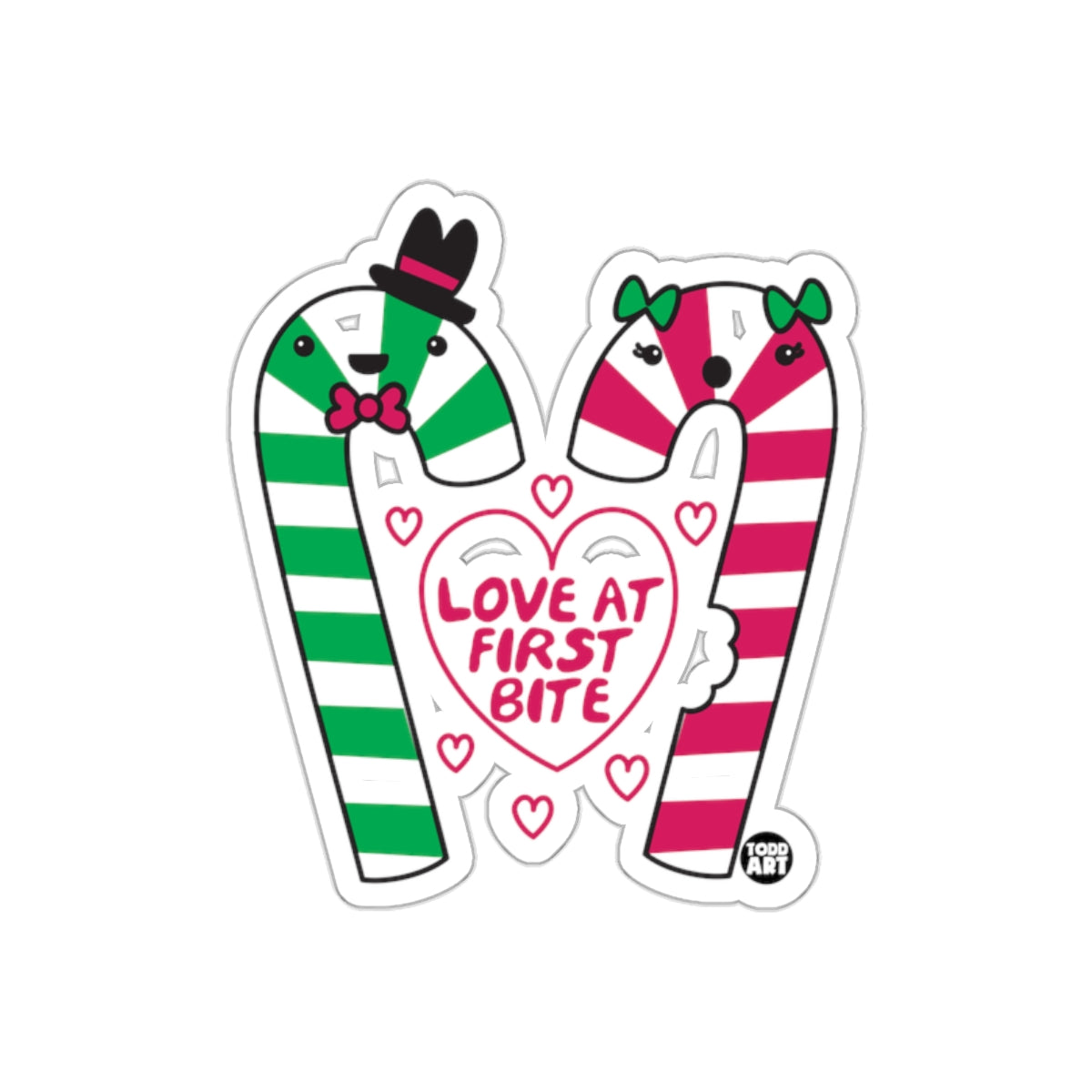 Love at First Bite Candy Cane Couples Sticker