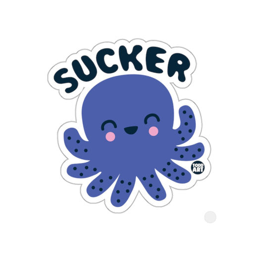 Cute Sucker Octopus Sticker with Happy Cartoon Art