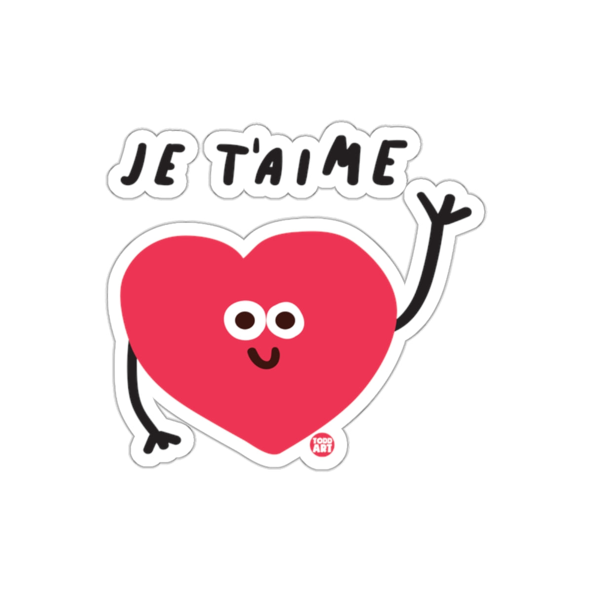 Je T'aime Heart Character Sticker for Cute Decor