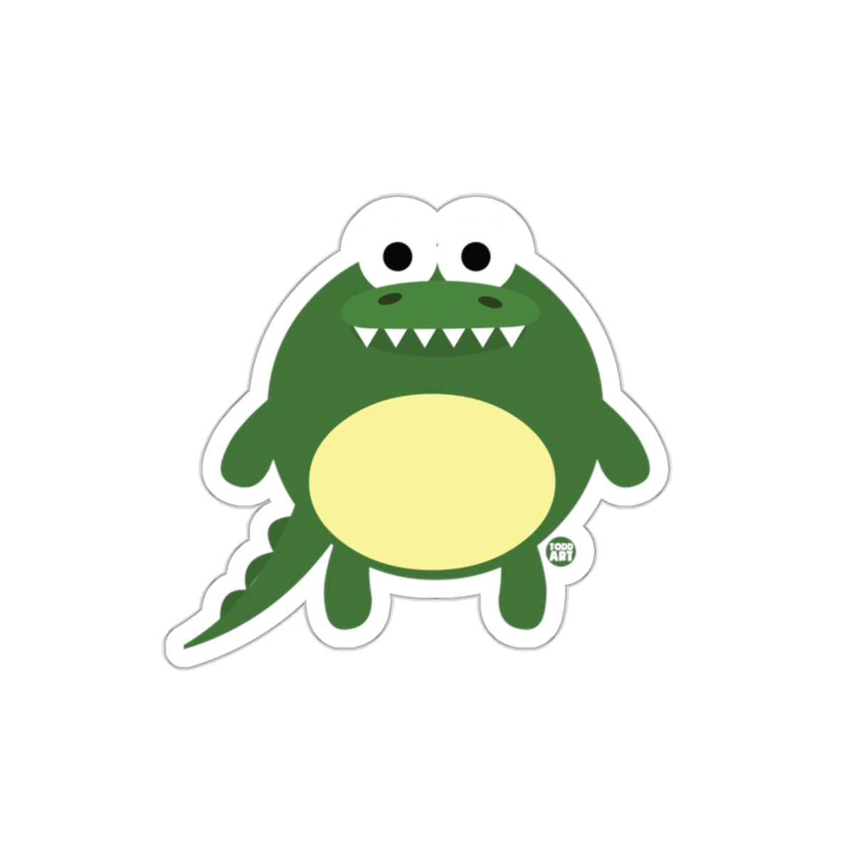 Cute Green Cartoon Dinosaur Sticker for Kids and Adults