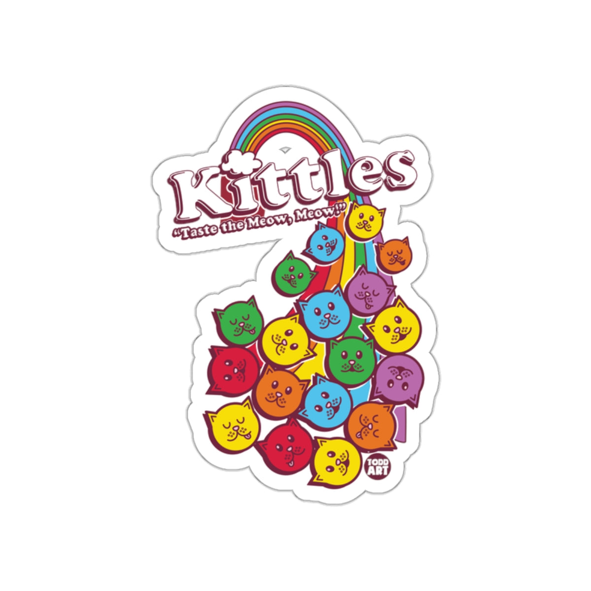 Kittles Taste the Meow Meow Colorful Cats Sticker
