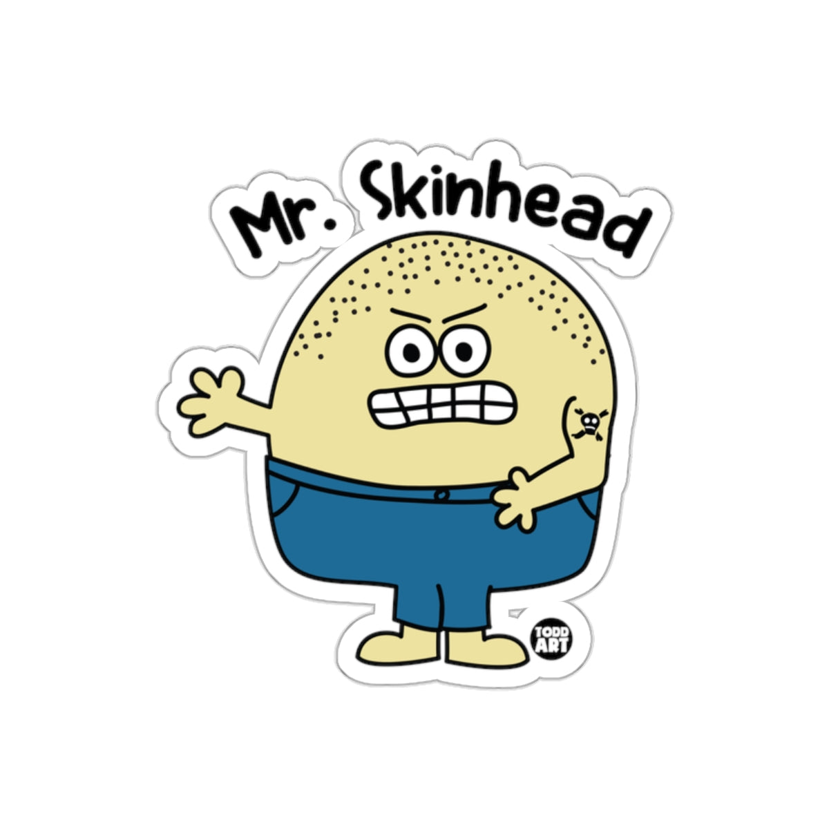 Mr. Skinhead Cartoon Character Sticker by Todd Art