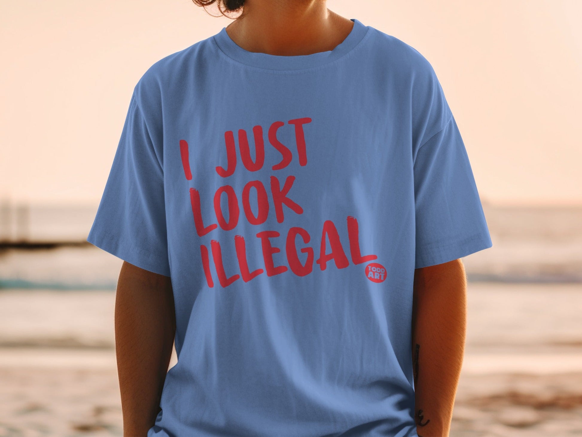 I Just Look Illegal Todd Art Blue T-Shirt