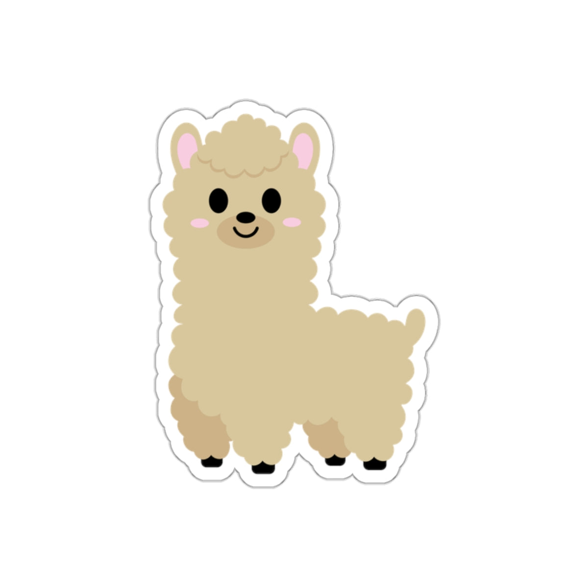Cute Smiling Alpaca Cartoon Design Sticker Product