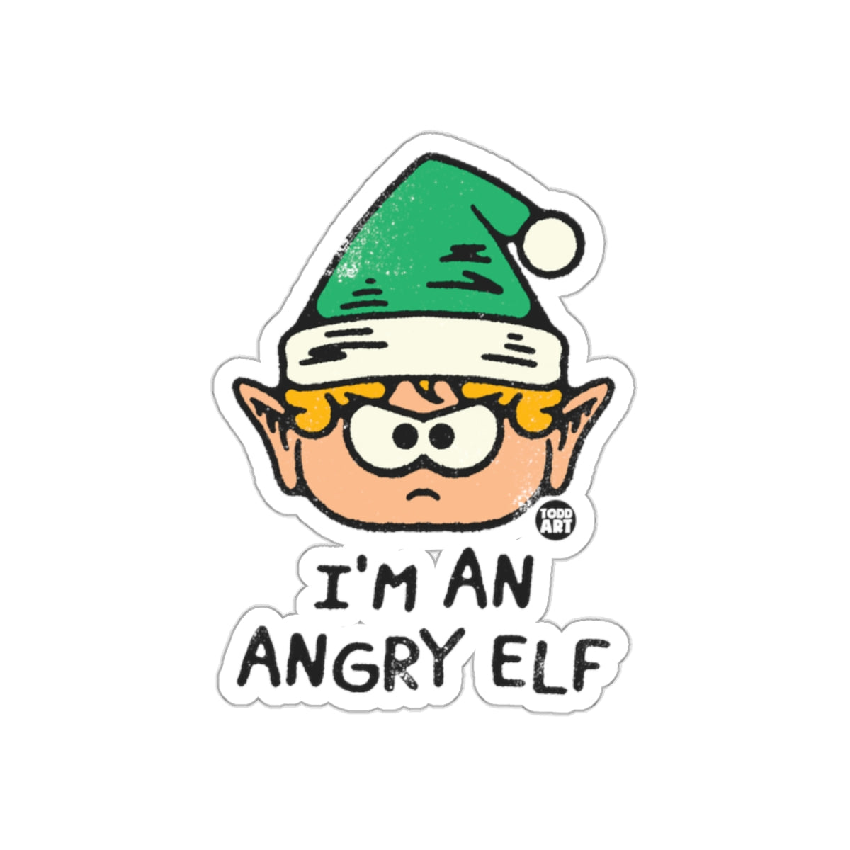 I'm An Angry Elf with Green Santa Hat sticker