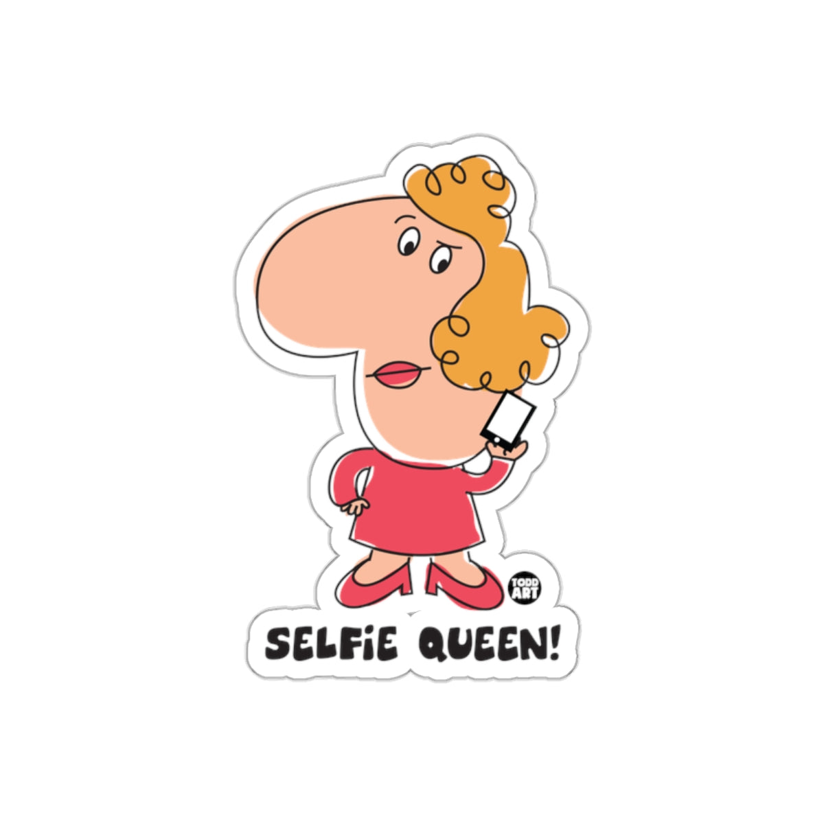 Selfie Queen Cartoon Character Sticker for Sale