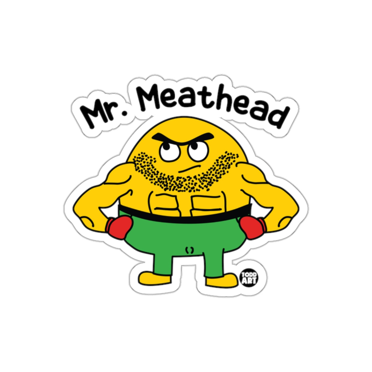 Mr. Meathead Boxing Cartoon Character Sticker