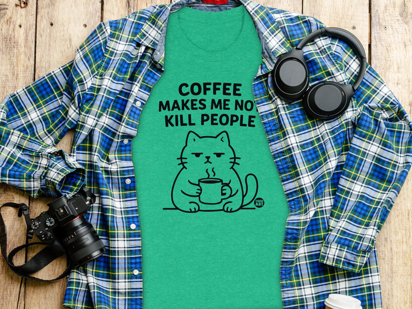 Coffee Makes Me Not Kill People Cat T-Shirts