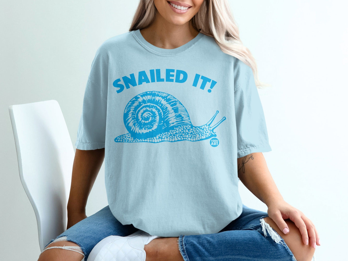 Snailed It! Snail Design Graphic T-Shirt Casual Wear
