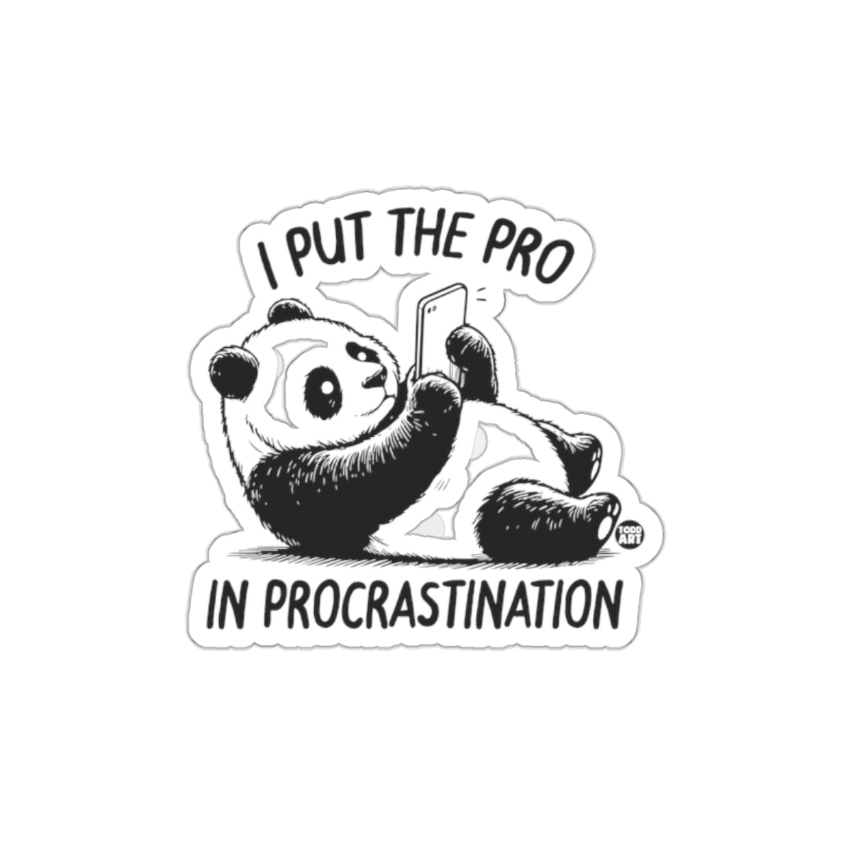 Funny Procrastination Panda Sticker for Fun Decor