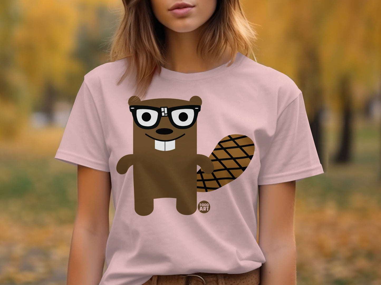 Cute Beaver with Glasses Graphic Tee