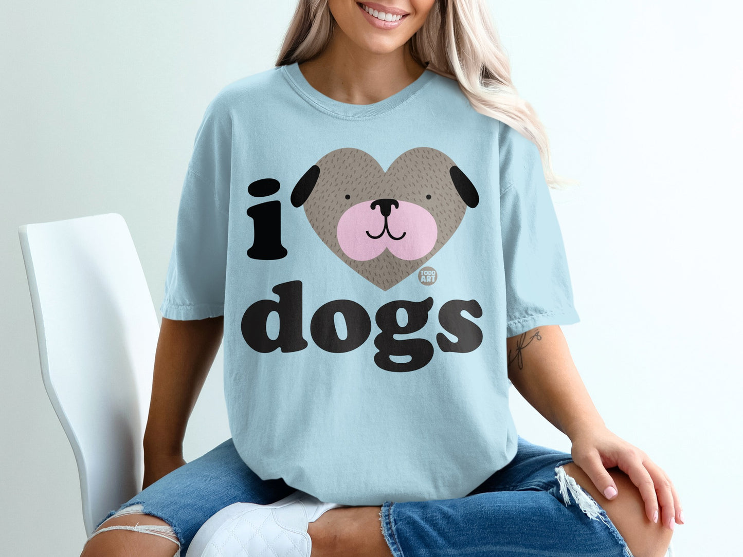 I Love Dogs Cute Graphic Tee Shirt Casual Wear