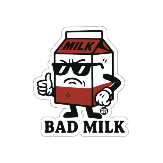 Cool Bad Milk Cartoon Sticker with Attitude Sticker