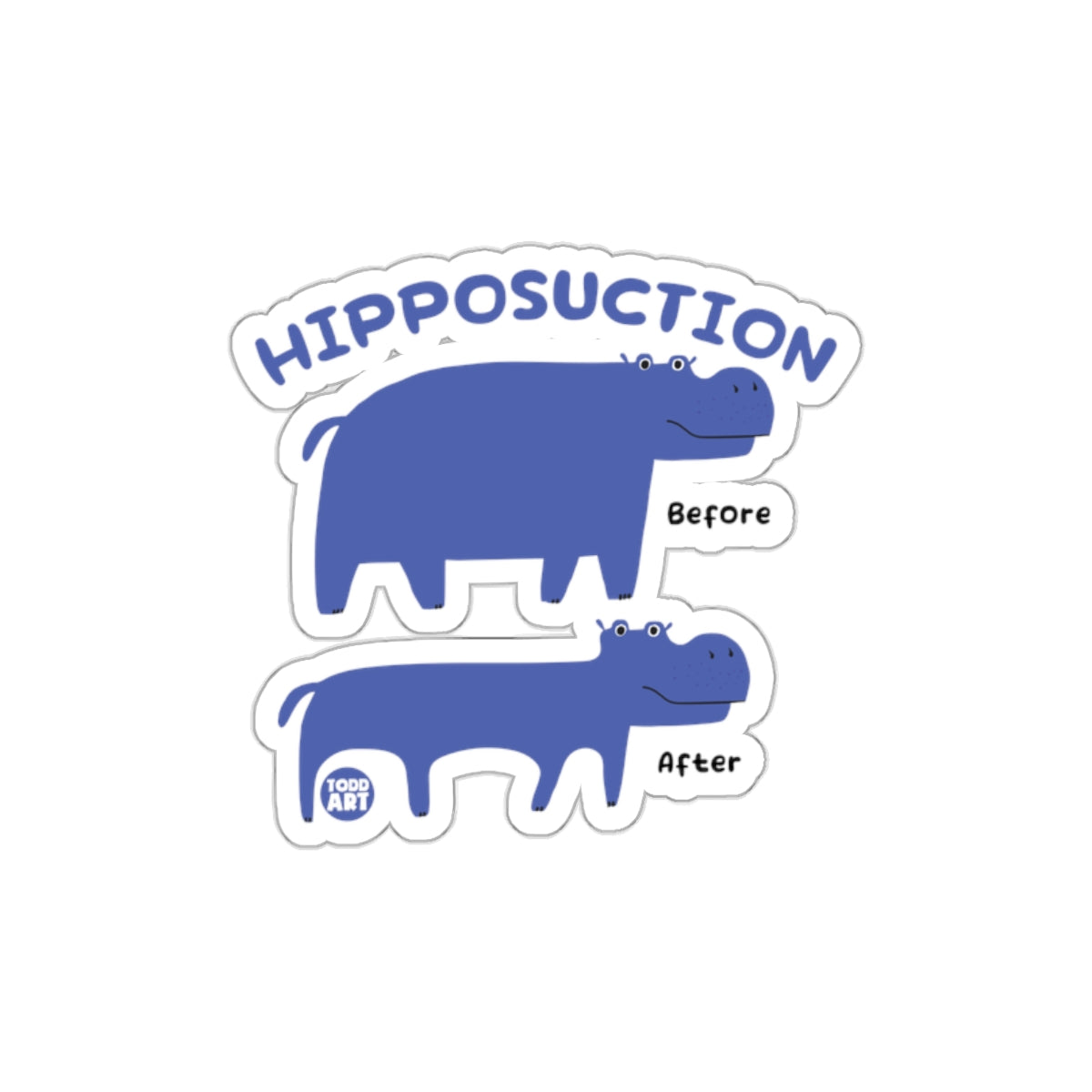 Funny Hippos Cartoon Hippoposuction Sticker