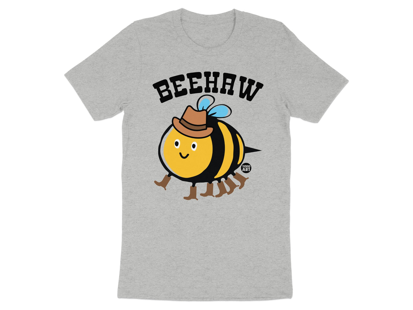 Beehaw Cute Cartoon Bee Cowboy Graphic T-shirt