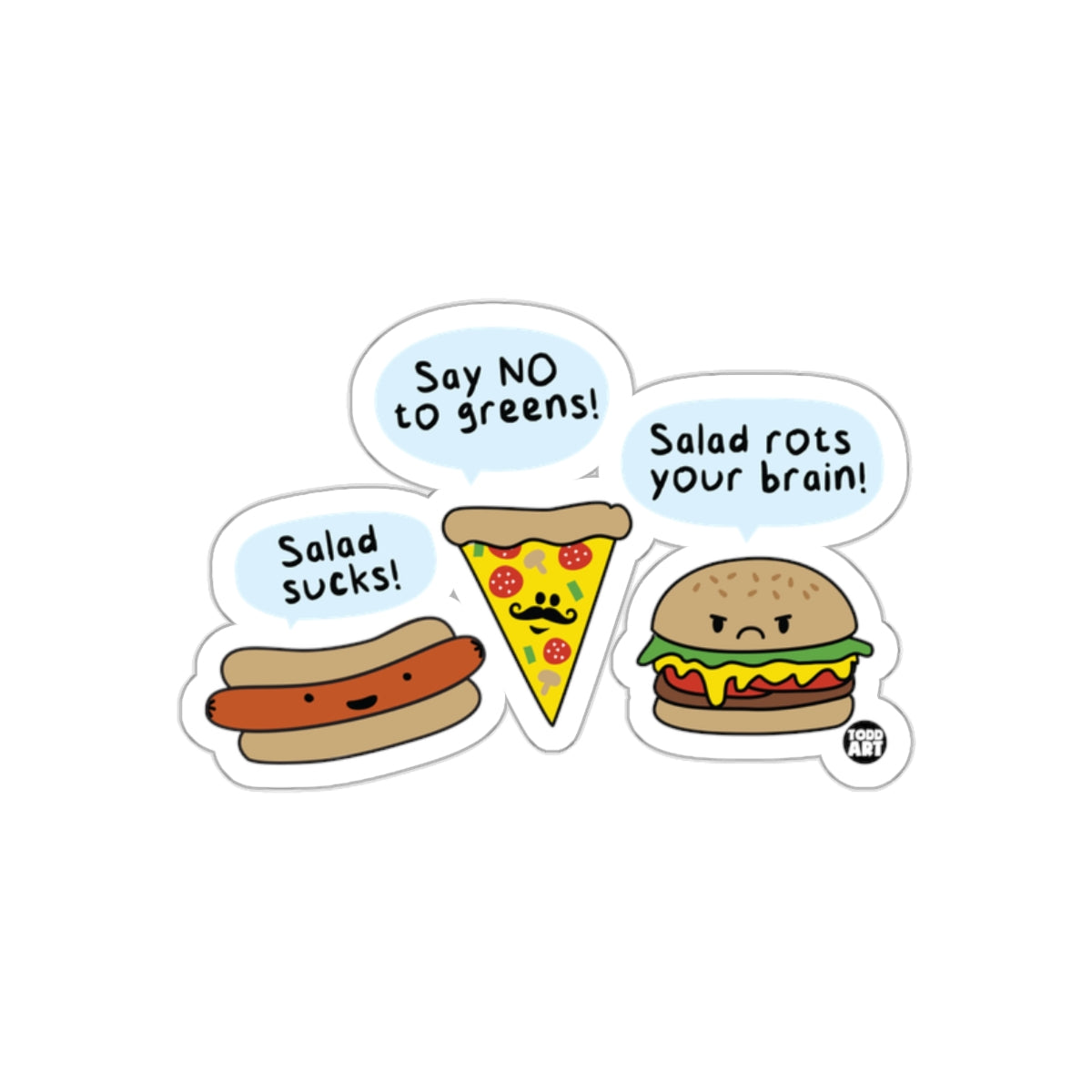 Funny Fast Food Characters Say No to Greens Sticker