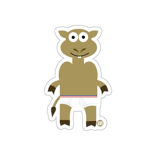 Funny Cartoon Goat in Underwear Sticker for Kids