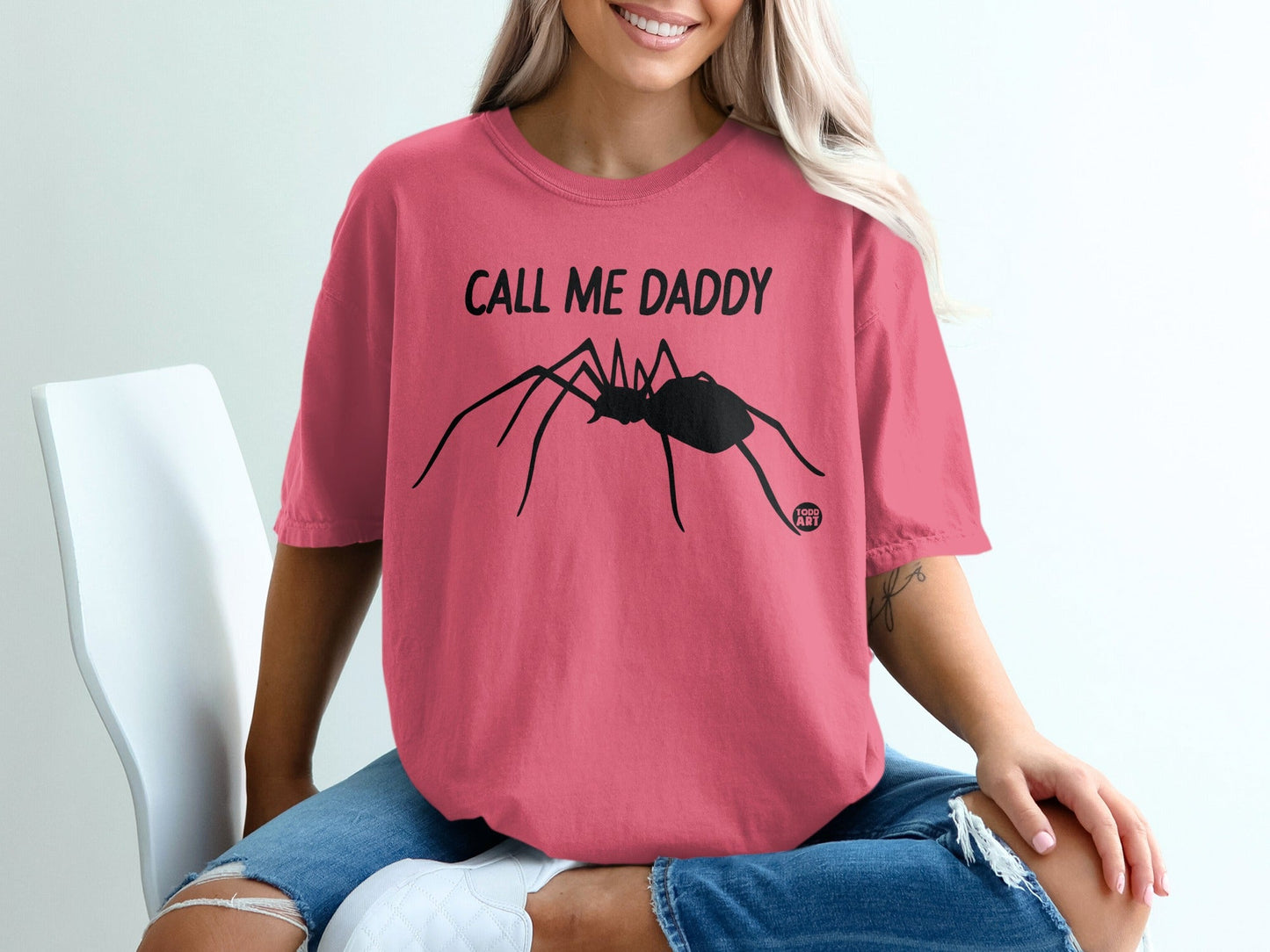 Call Me Daddy Funny Spider Graphic Tee Shirt