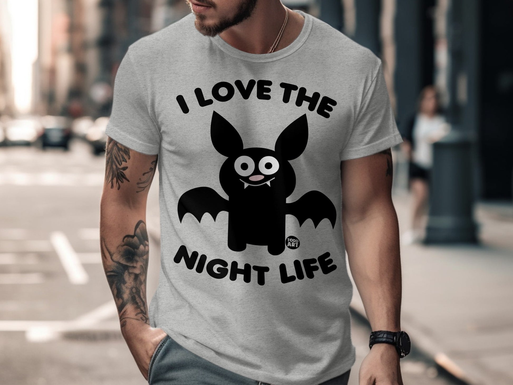 I Love the Night Life Funny Bat Graphic Tee product