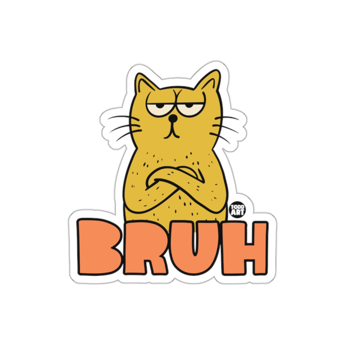 Funny Yellow Cat Bruh with Crossed Arms Sticker