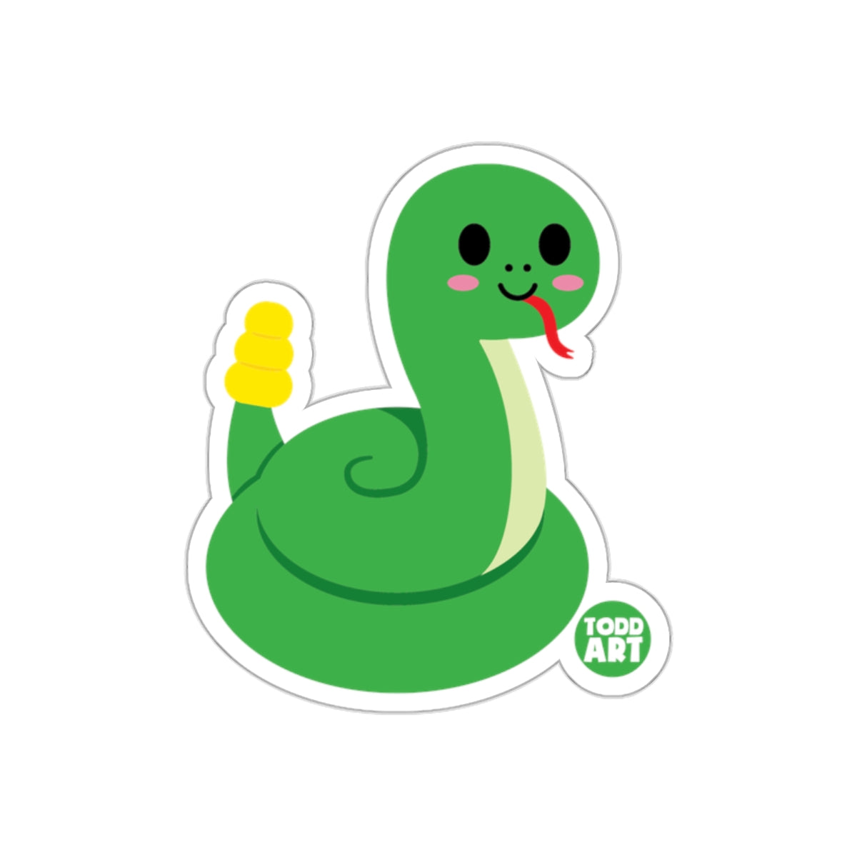 Cute Green Snake Cartoon Illustration Sticker