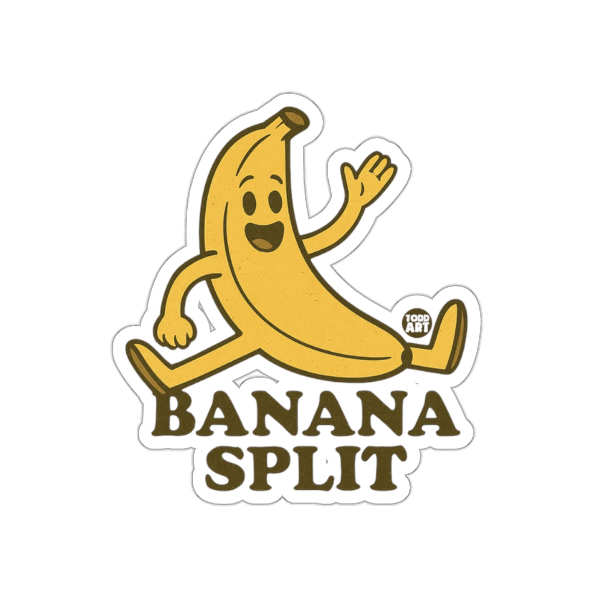 Happy Banana Split Sticker Funny Cartoon Character