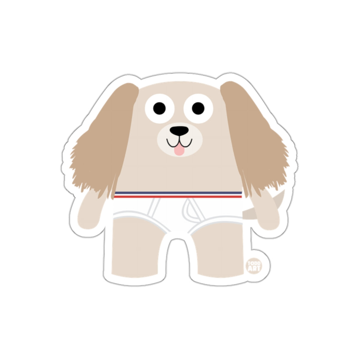 Cute Cartoon Dog in Underwear Sticker for Kids