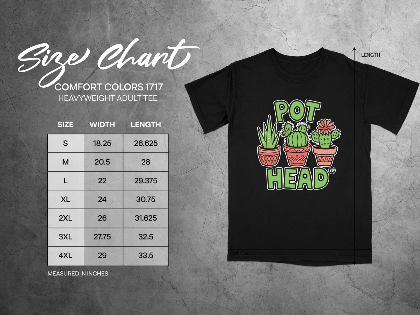Pot Head Graphic Design Heavyweight Adult Tee