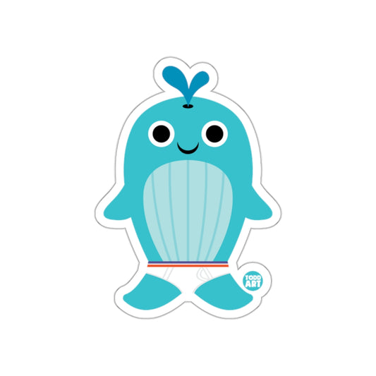 Cute Smiling Blue Whale with Shorts Sticker Product