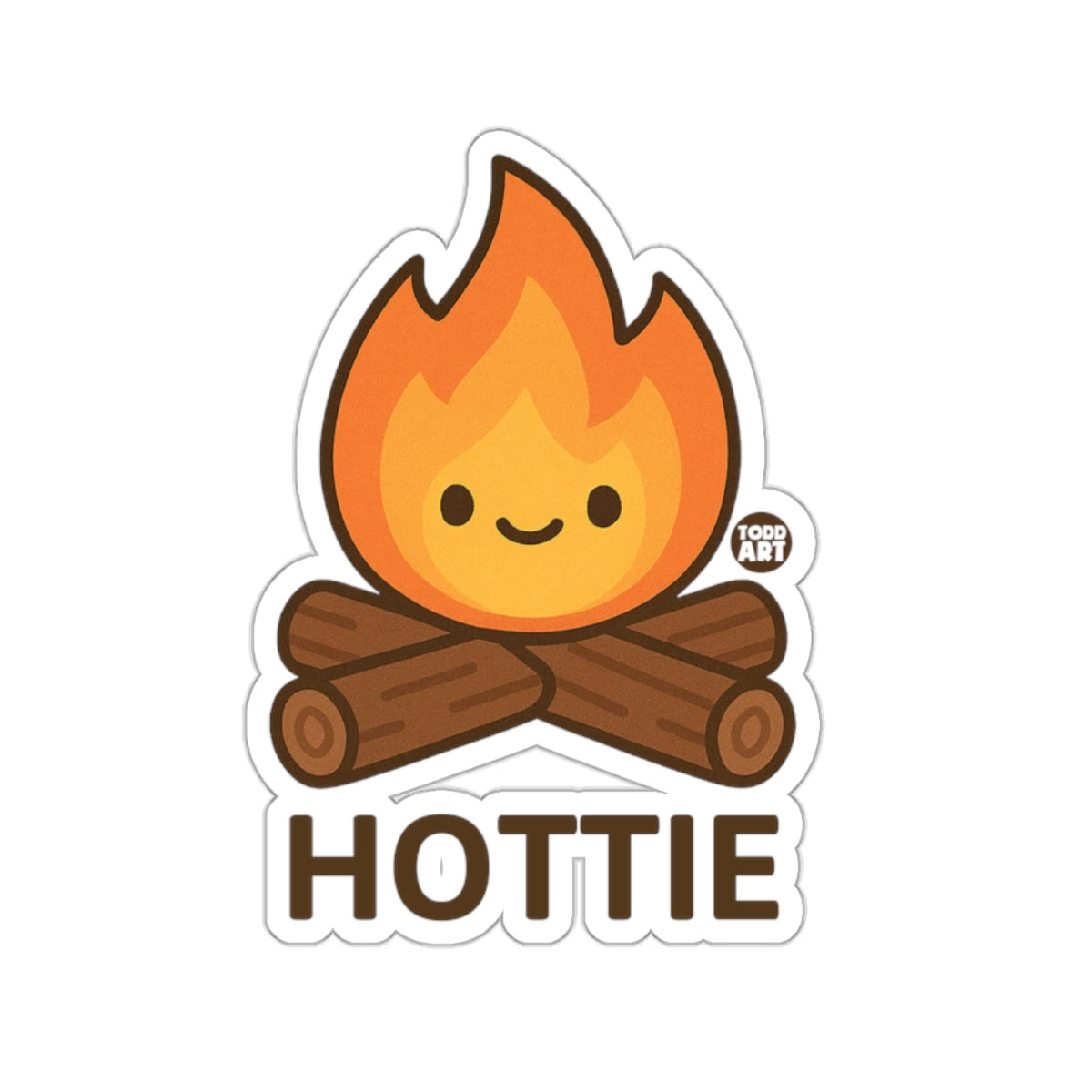Cute Campfire with A Face and 'Hottie' Text Stickers