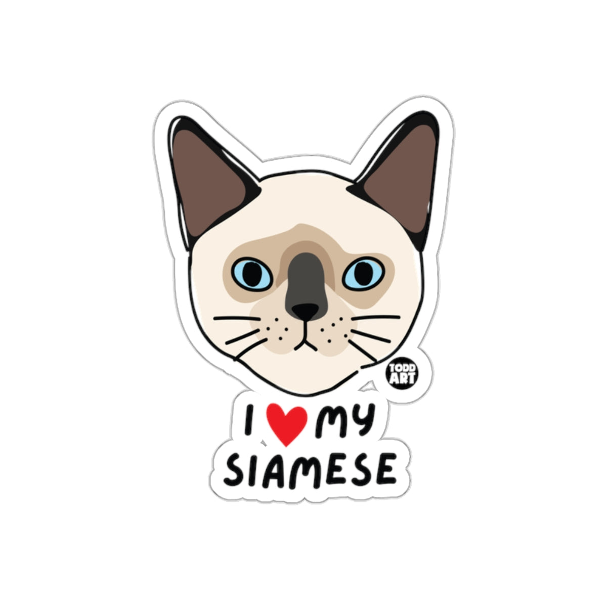 Cute Siamese Cat Sticker I Love My Siamese Sticker