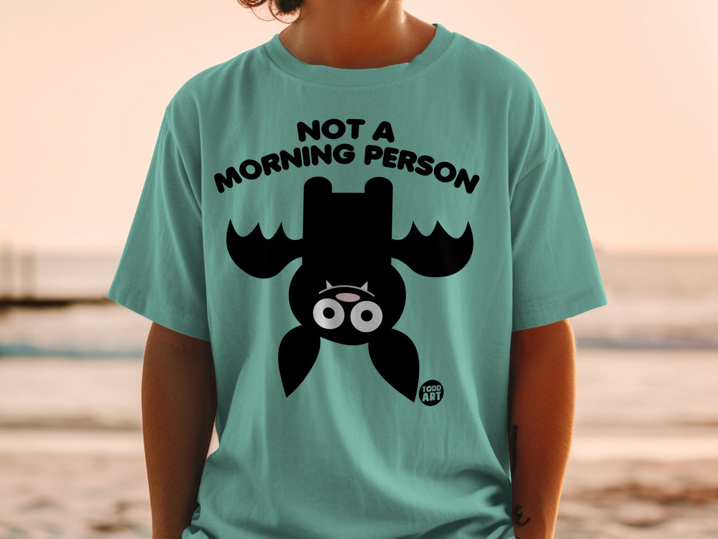 Not a Morning Person Funny Cartoon Graphic T-shirt