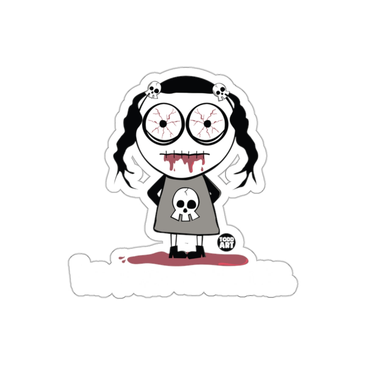 Skull Dress Zombie Girl Art Sticker Halloween Decor