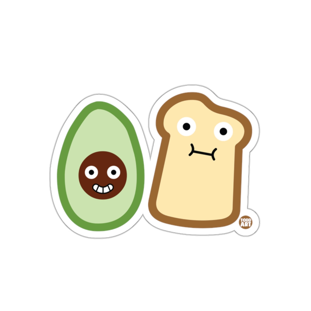 Cute Avocado and Toast Art Sticker for Fun Decor