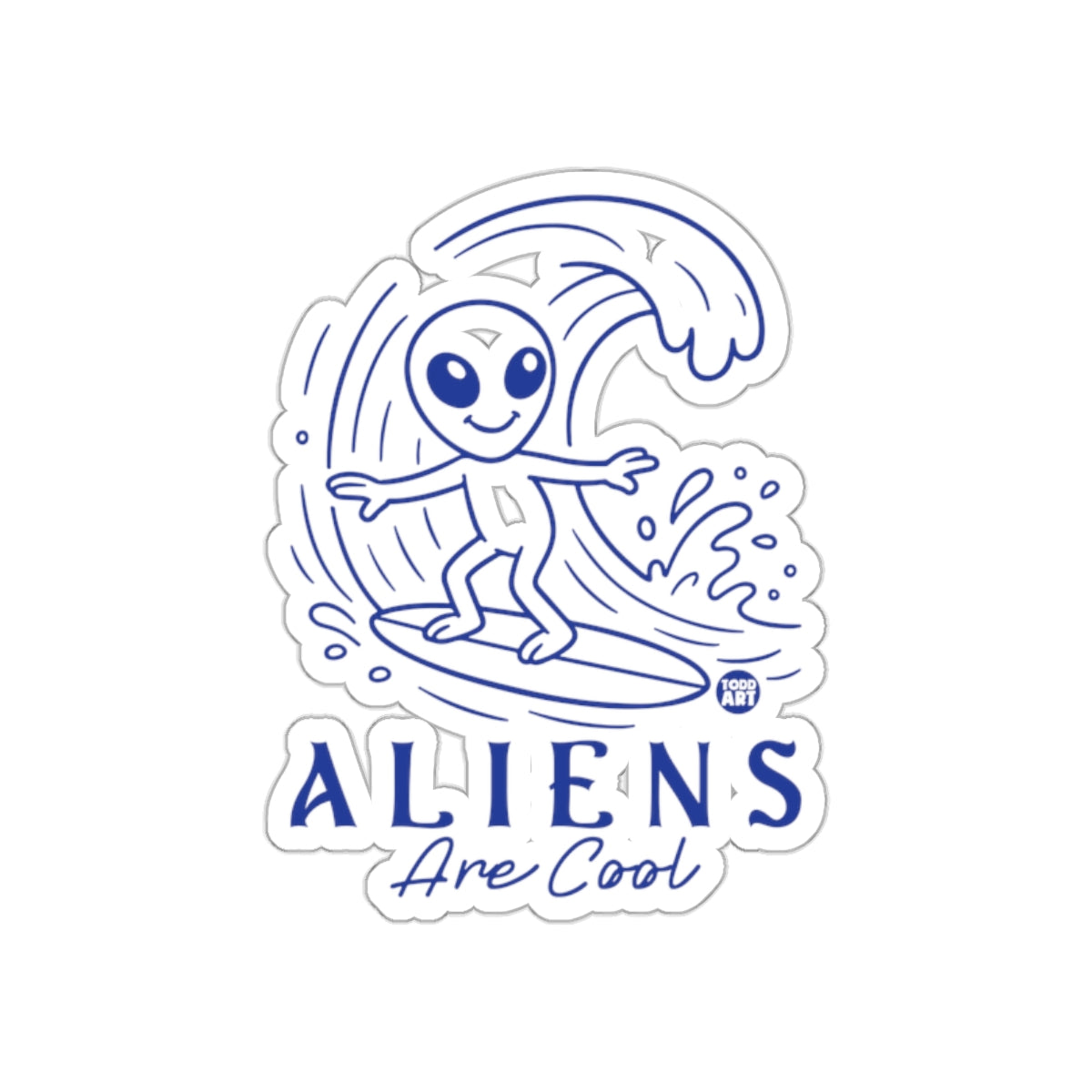 Aliens Are Cool Surfing The Waves Sticker Product