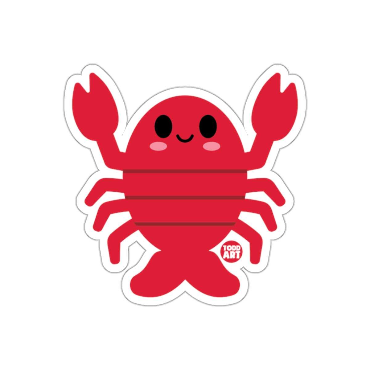 Cute Red Cartoon Lobster with Smiling Face Sticker
