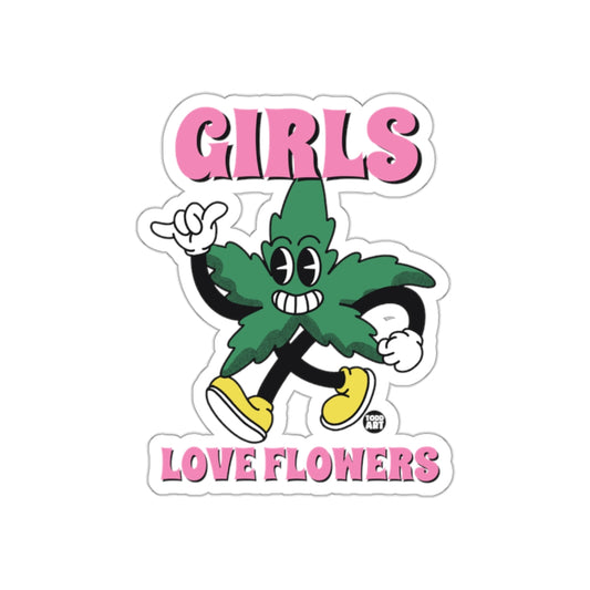 Girls Love Flowers Cartoon Sticker Design