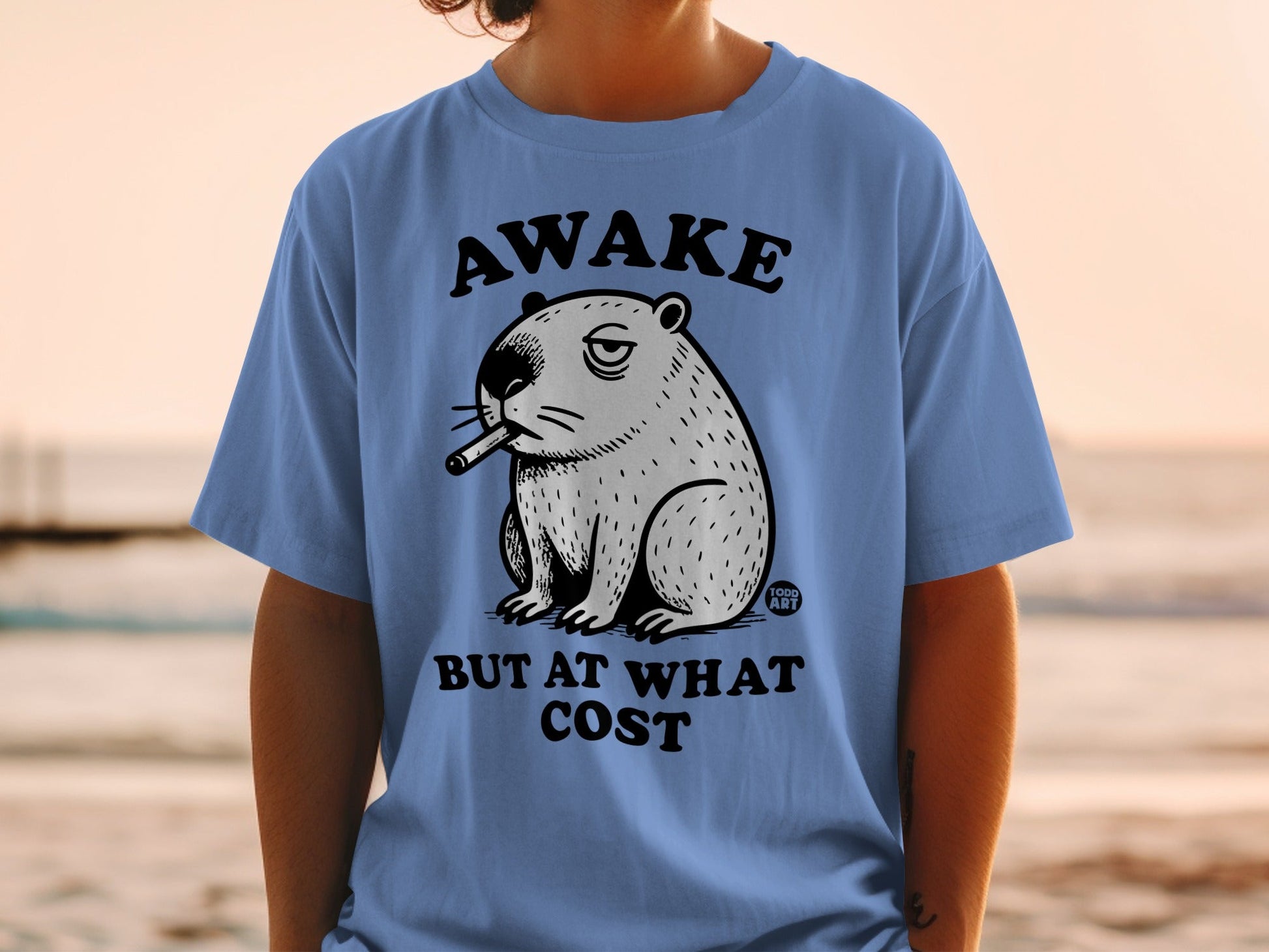 Awake But At What Cost Funny Graphic T-Shirt