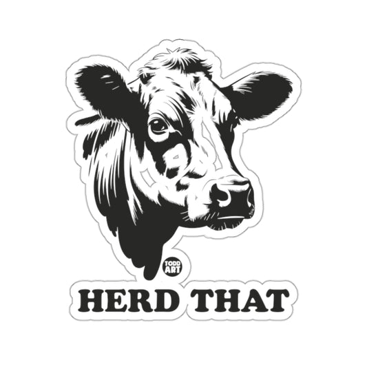 Humorous Cow Head HERD THAT Black White Art product type