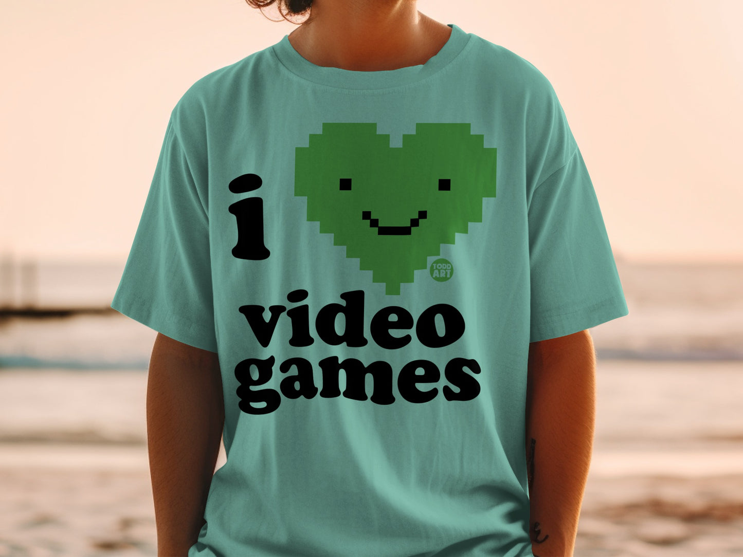 I Love Video Games Cute Heart Graphic Tee Shirt