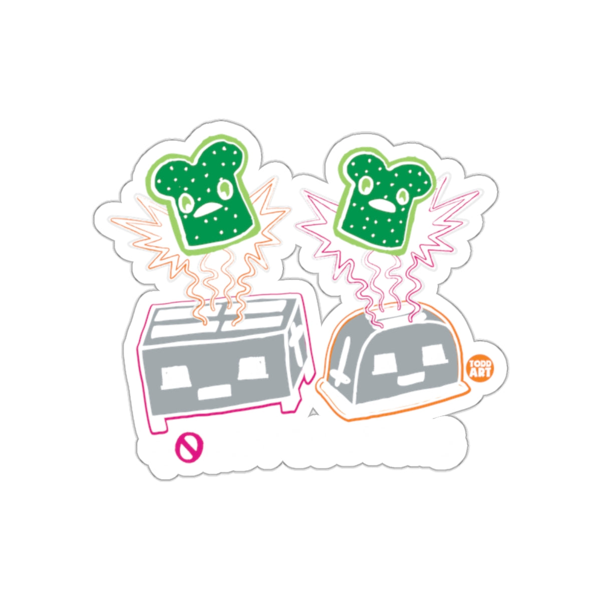 Fun Robotic Toasters with Bread Cartoon Sticker