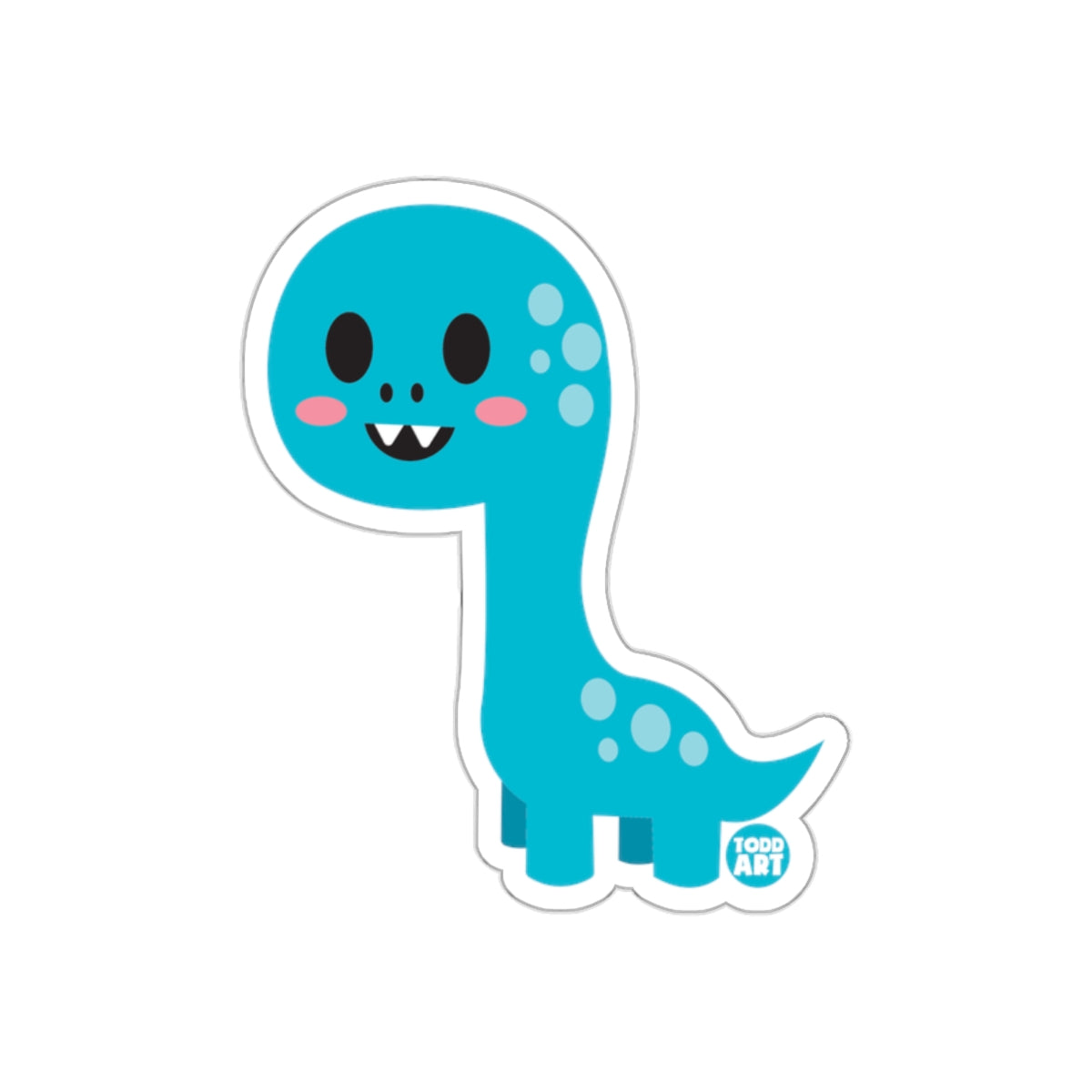 Cute Blue Dinosaur Sticker With Adorable Face Design