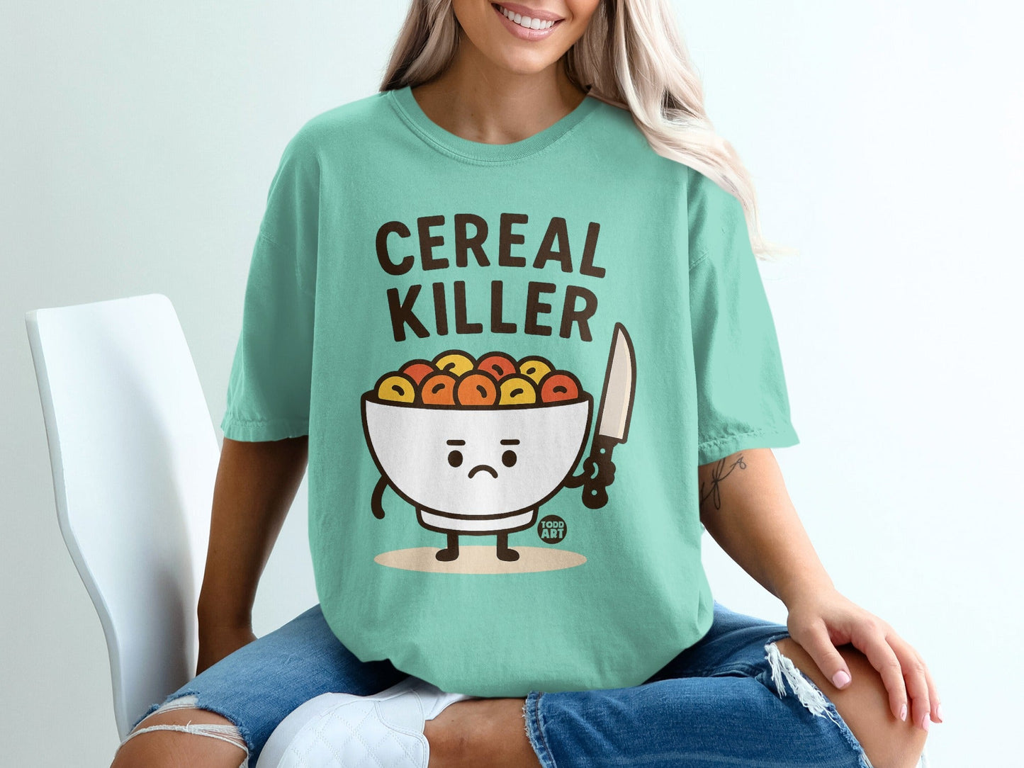 Funny Cereal Killer Graphic Tee for Casual Outfits